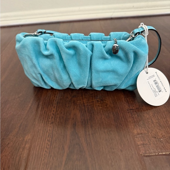 NWT STAUD Bean Convertible Suede Shoulder Bag in Crystal Water fall, Turquoise - Picture 7 of 14